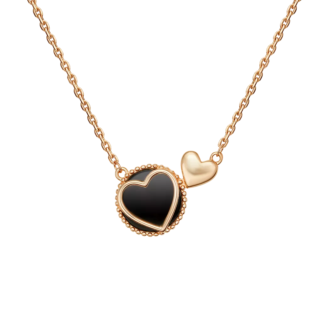 Колье «Сердечная тайна» из красного золота с ониксом 07-0267-00-281-1110
