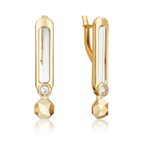 Серьги с английским замком из комбинированного золота с натуральным топазом white 02-5051-00-201-1121