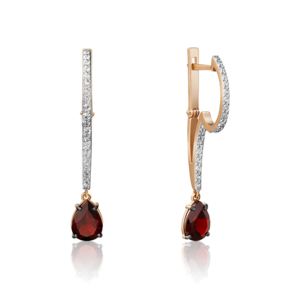 Серьги с английским замком из красного золота с гранатом и натуральными топазами white 02-4584-00-264-1110-57