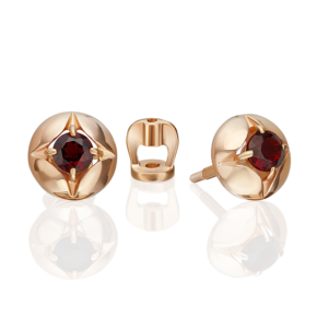 Серьги-пусеты из красного золота с гранатом 02-5389-00-204-1110