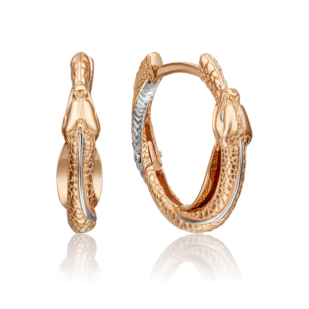 Серьги «Уроборос» с английским замком из красного золота 02-4376-00-000-1110-48