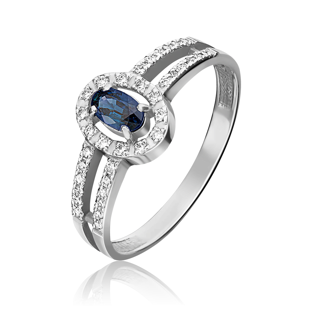 Кольцо из белого золота с сапфиром и бриллиантами 01-1480-00-105-1120-30
