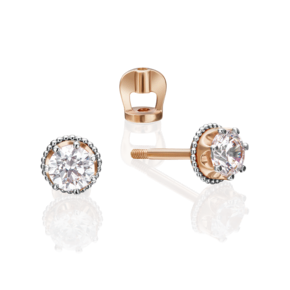 Серьги-пусеты из комбинированного золота с фианитом 02-4307-00-501-1111-38