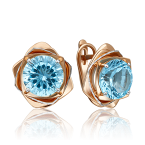 Серьги с английским замком из красного золота с топазом 02-4322-00-201-1110-46
