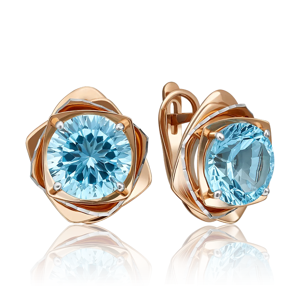 Серьги с английским замком из красного золота с топазом 02-4322-00-201-1110-46