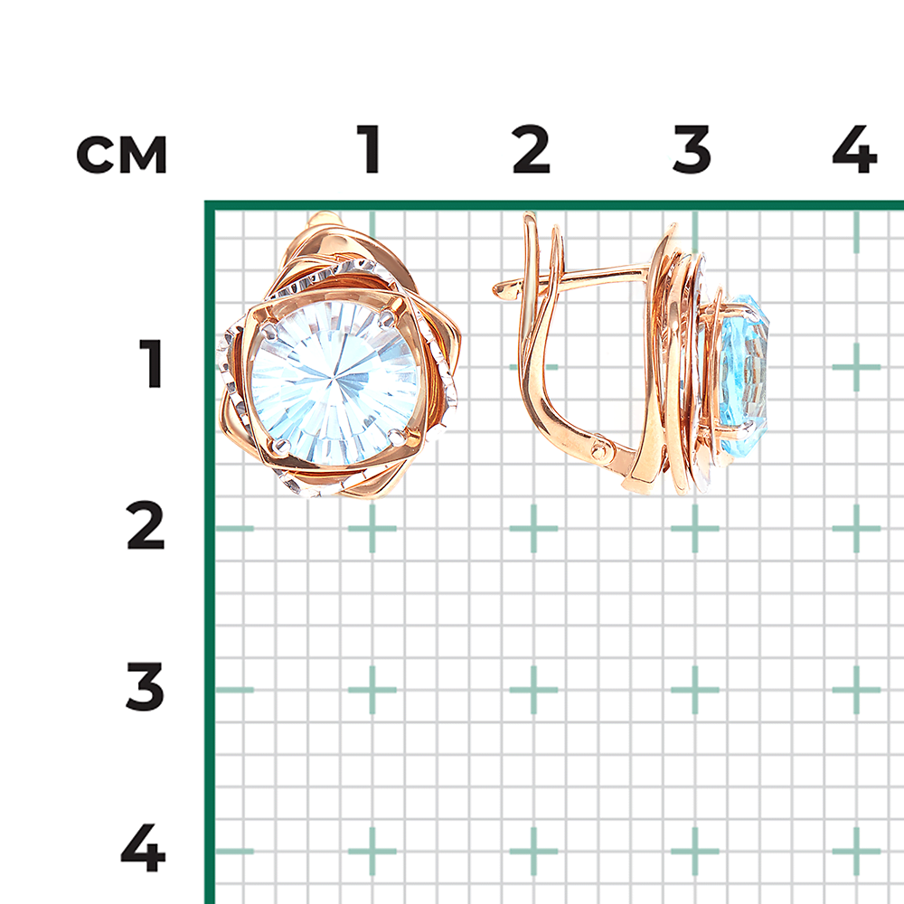 Серьги с английским замком из красного золота с топазом 02-4322-00-201-1110-46