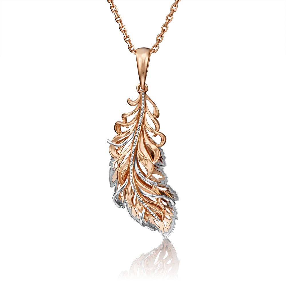 Подвеска «Перо Жар-птицы» из красного золота 03-2887-00-000-1110-48