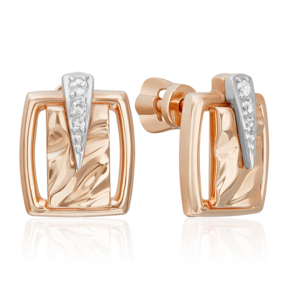 Серьги-пусеты «Впечатление» из комбинированного золота с натуральными топазами white 02-5096-00-201-1111