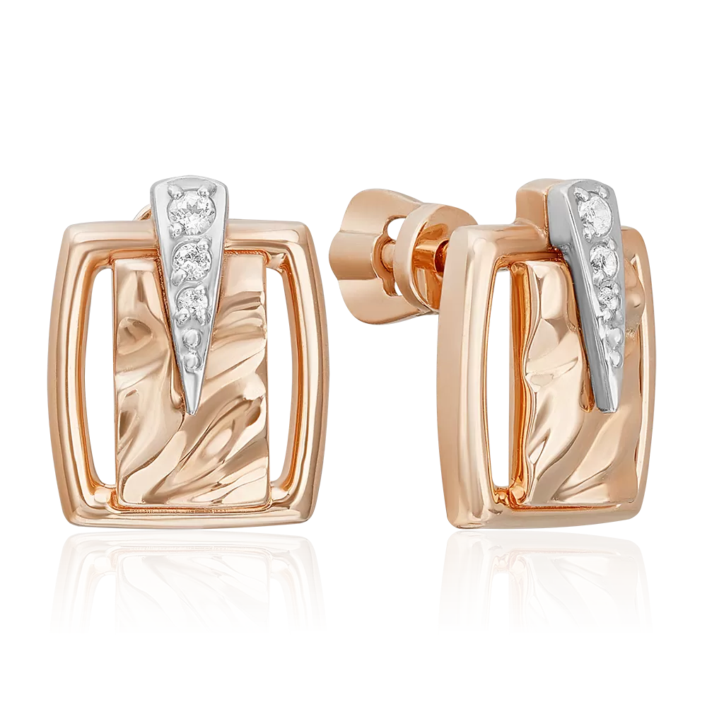 Серьги-пусеты «Впечатление» из комбинированного золота с натуральными топазами white 02-5096-00-201-1111