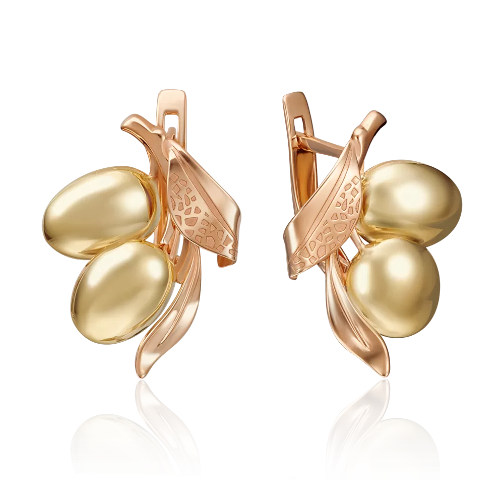 Серьги «Оливки» с английским замком из комбинированного золота 02-4097-00-000-1113