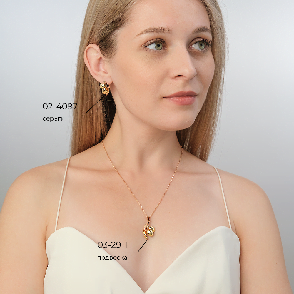 Серьги «Оливки» с английским замком из комбинированного золота 02-4097-00-000-1113