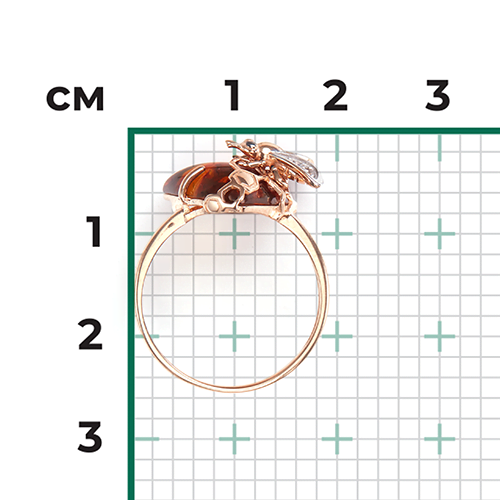 Кольцо «Пчела на сотах» из красного золота с янтарём и натуральными топазами white 01-5456-00-733-1110