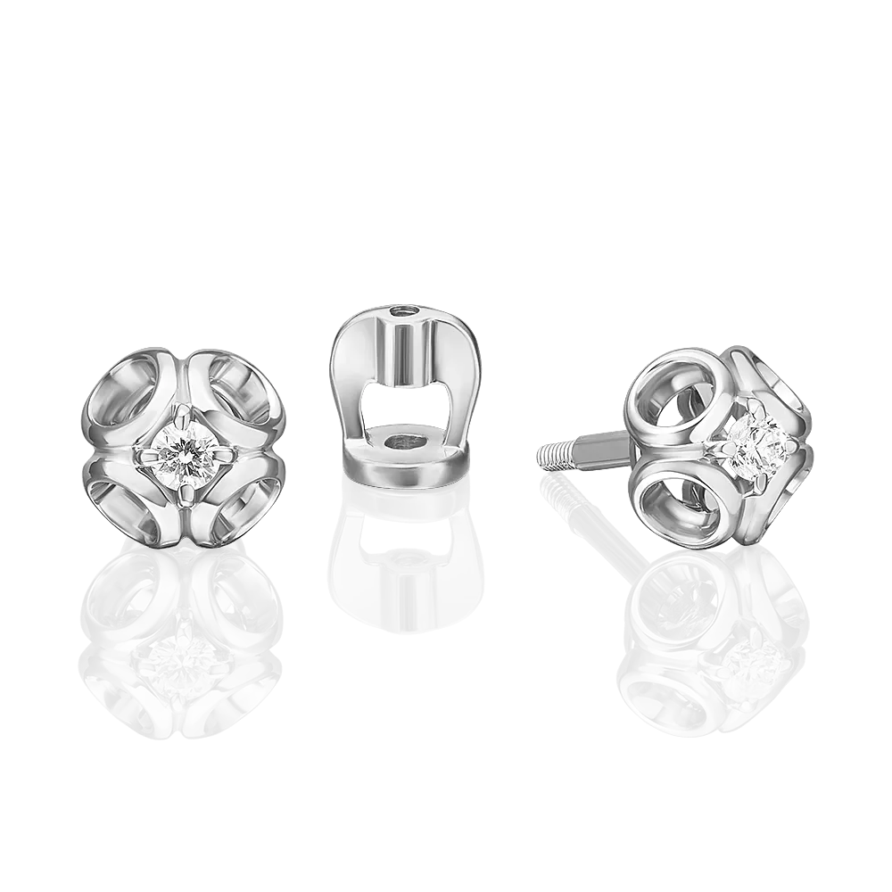 Серьги-пусеты из белого золота с бриллиантом 02-5333-00-101-1120