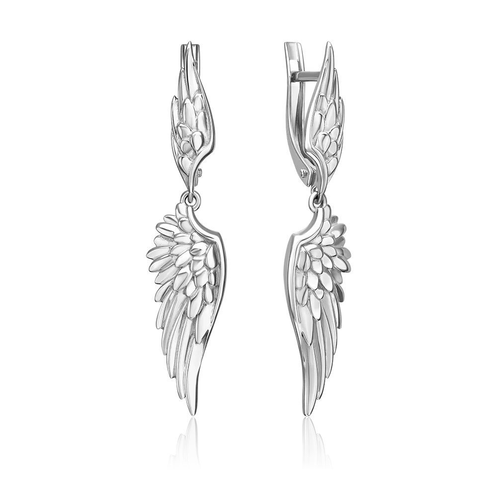 Серьги «Крылья Ники» с английским замком из серебра 02-5434-00-000-0200