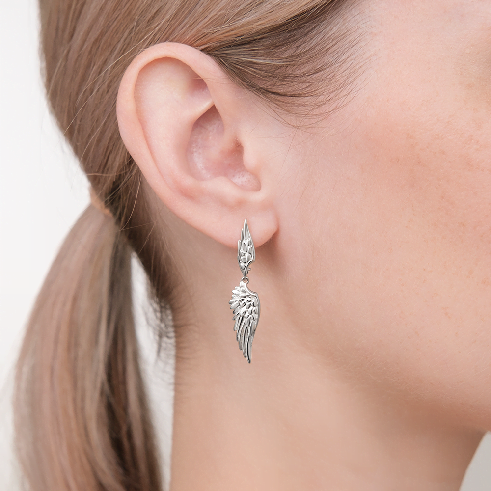 Серьги «Крылья Ники» с английским замком из серебра 02-5434-00-000-0200