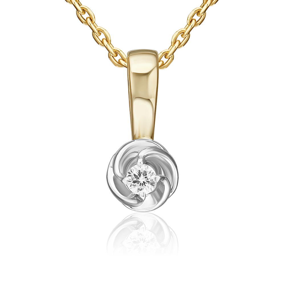 Подвеска из комбинированного золота с бриллиантом 03-3519-00-101-1121