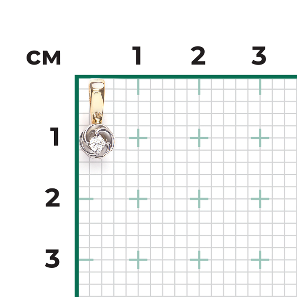 Подвеска из комбинированного золота с бриллиантом 03-3519-00-101-1121