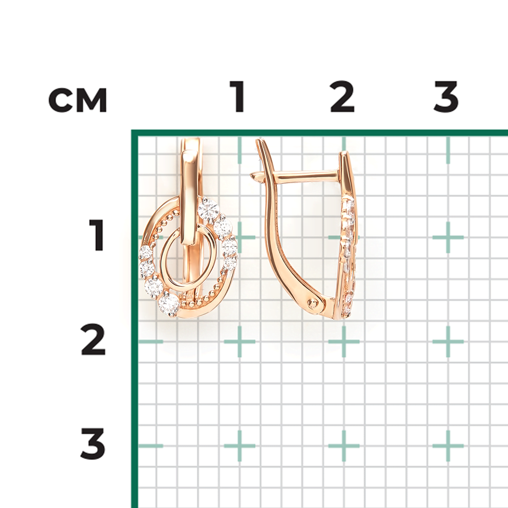 Серьги с английским замком из красного золота с фианитами 02-5577-00-401-1110