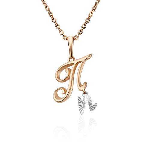 Подвеска «Буква П» из комбинированного золота 03-2950-П-000-1111