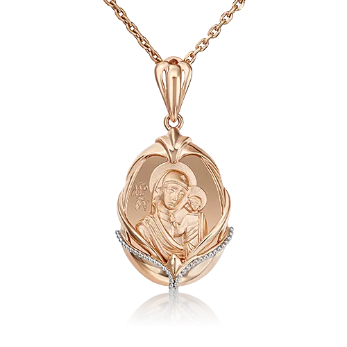 Иконка «Божия Матерь Казанская» из комбинированного золота 03-3006-00-000-1111-42