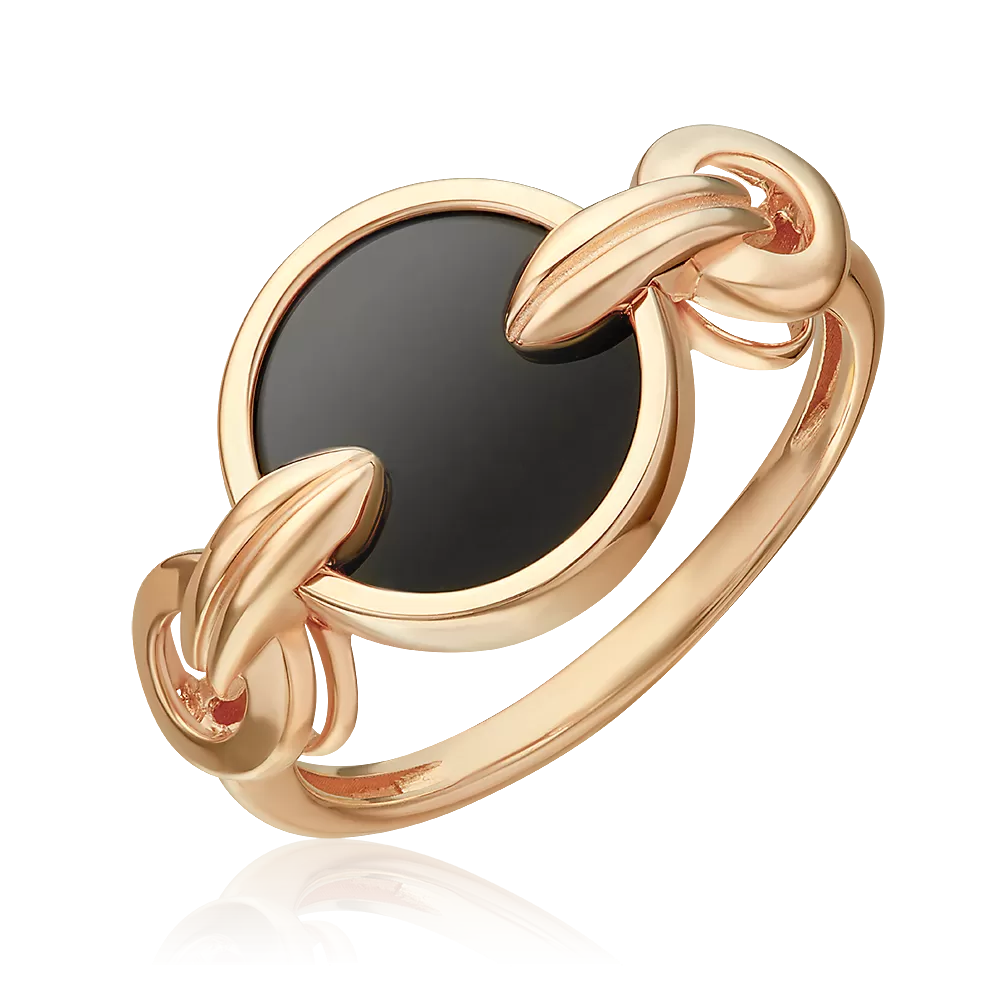 Кольцо из красного золота с ониксом 01-5856-00-281-1110
