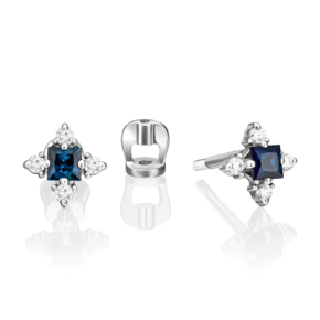 Серьги-пусеты из белого золота с сапфиром и бриллиантами 02-0876-00-105-1120-30