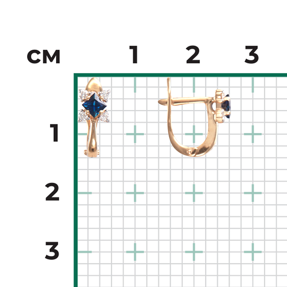 Серьги с английским замком из красного золота с сапфиром и бриллиантами 02-0877-00-105-1110-30