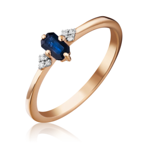 Кольцо из красного золота с сапфиром и бриллиантами 01-1459-00-105-1110-30