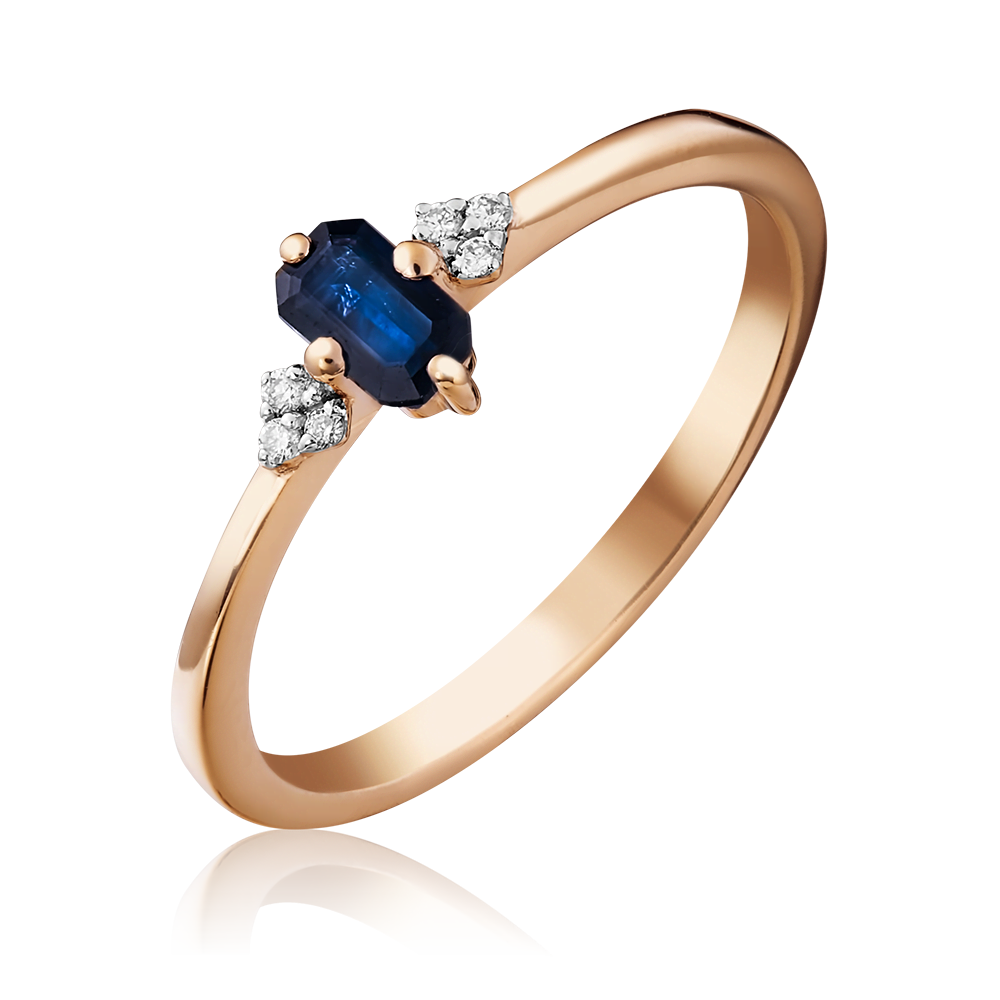 Кольцо из красного золота с сапфиром и бриллиантами 01-1459-00-105-1110-30