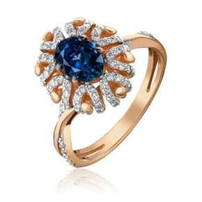 Кольцо из красного золота с сапфиром и бриллиантами 01-1433-00-105-1110-30