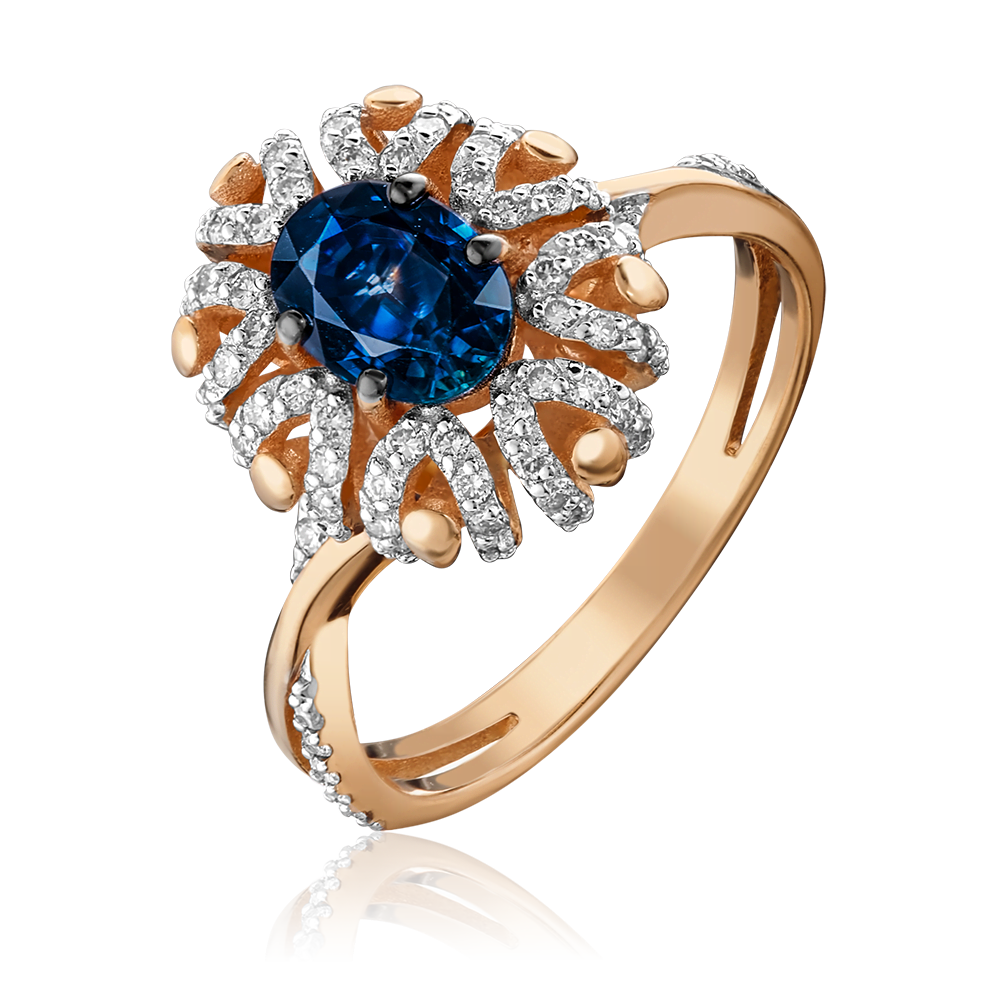 Кольцо из красного золота с сапфиром и бриллиантами 01-1433-00-105-1110-30