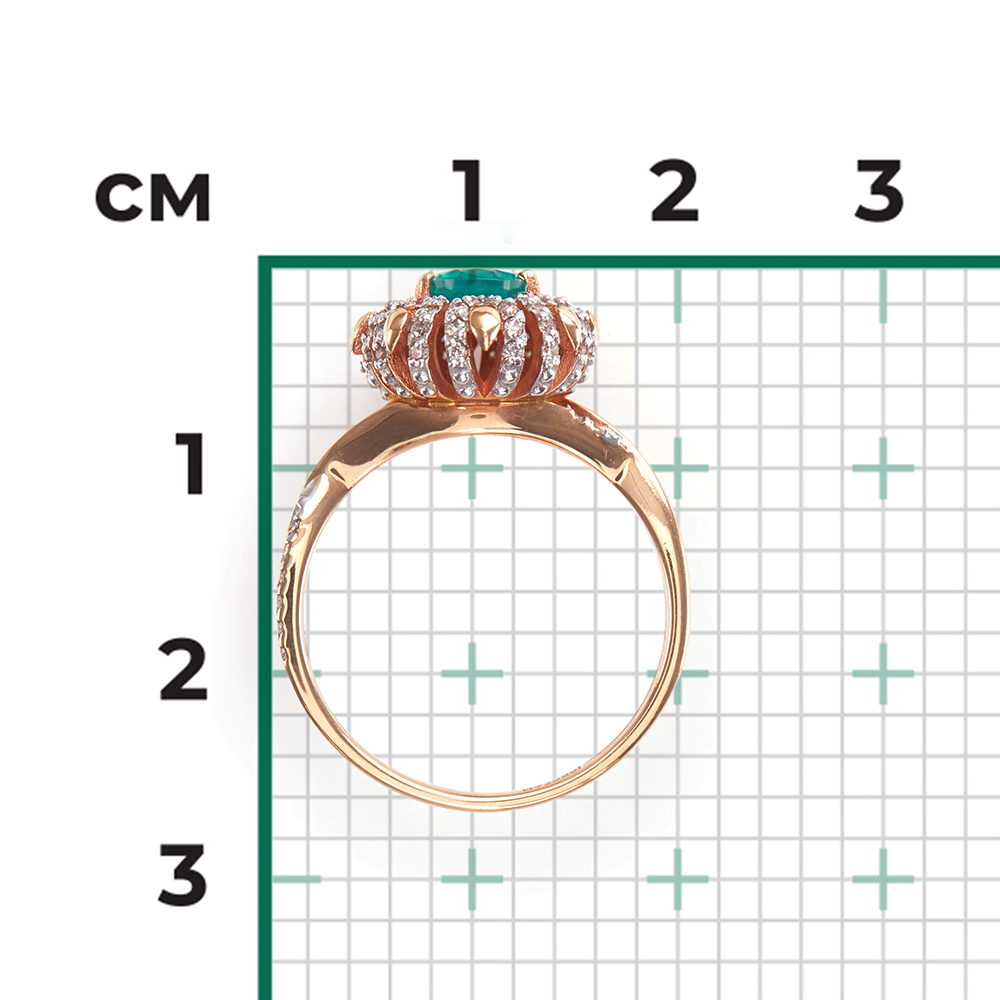 Кольцо из красного золота с изумрудом и бриллиантами 01-1433-00-106-1110-30