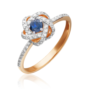 Кольцо из красного золота с сапфиром и бриллиантами 01-1435-00-105-1110-30
