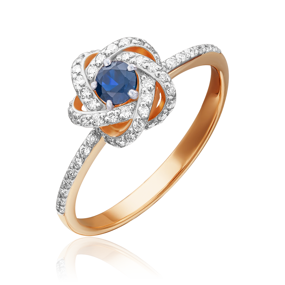 Кольцо из красного золота с сапфиром и бриллиантами 01-1435-00-105-1110-30