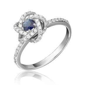 Кольцо из белого золота с сапфиром и бриллиантами 01-1436-00-105-1120-30