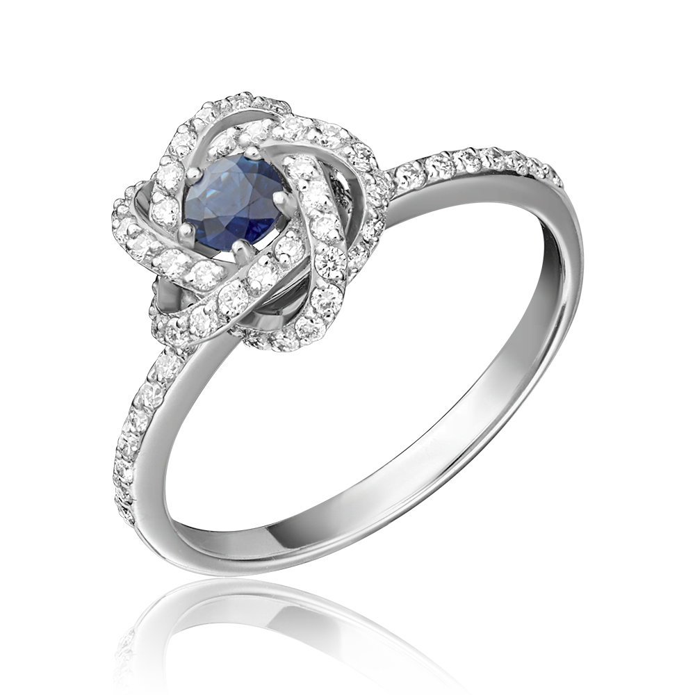 Кольцо из белого золота с сапфиром и бриллиантами 01-1436-00-105-1120-30