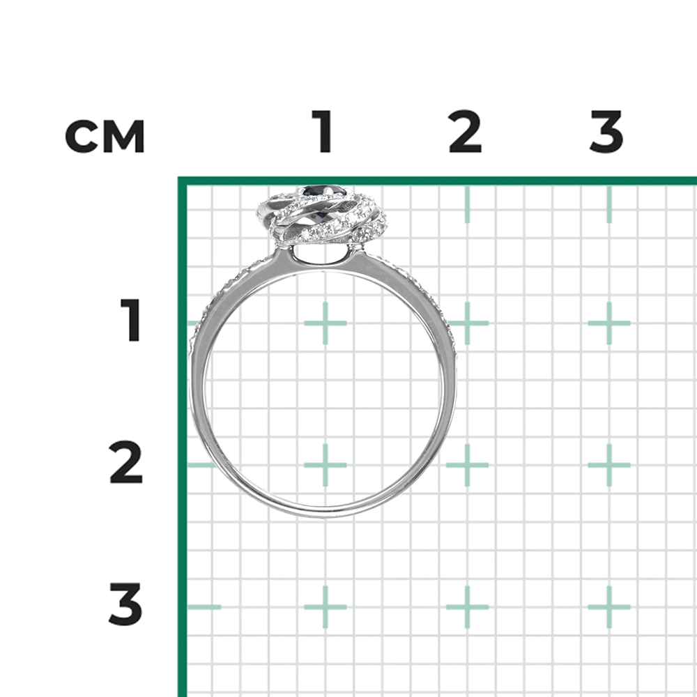 Кольцо из белого золота с сапфиром и бриллиантами 01-1436-00-105-1120-30