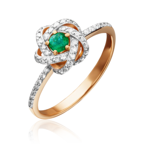 Кольцо из красного золота с изумрудом и бриллиантами 01-1435-00-106-1110-30