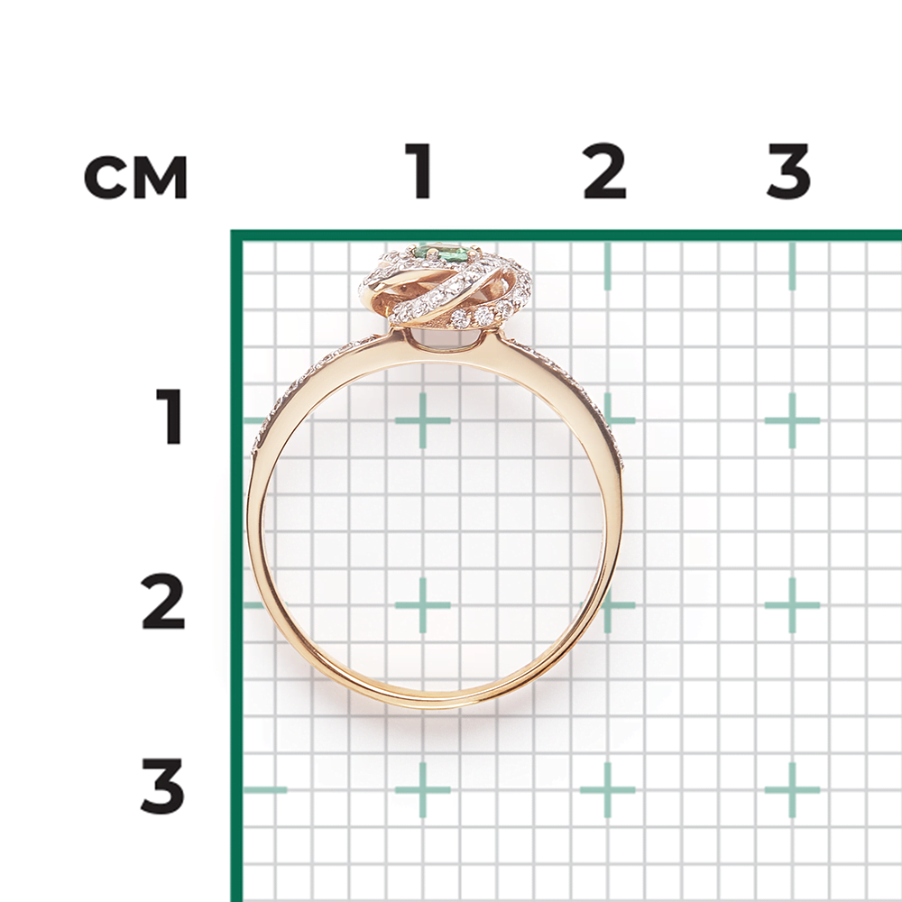 Кольцо из красного золота с изумрудом и бриллиантами 01-1435-00-106-1110-30