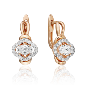 Серьги с английским замком из красного золота с фианитами 02-3282-00-501-1110-38