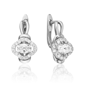 Серьги с английским замком из белого золота с фианитами 02-3282-00-501-1120-38
