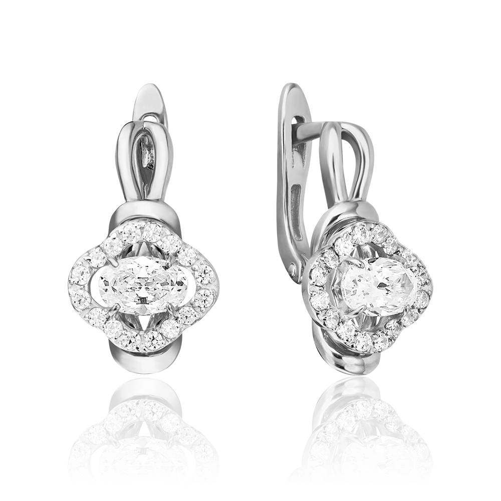 Серьги с английским замком из белого золота с фианитами 02-3282-00-501-1120-38