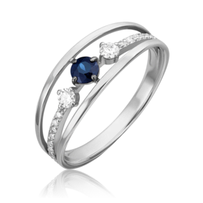 Кольцо из белого золота с сапфиром и бриллиантами 01-1426-01-105-1120-30