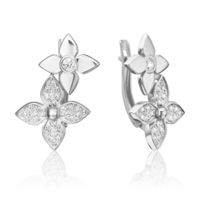 Серьги с английским замком из белого золота с бриллиантами 02-5537-00-101-1120