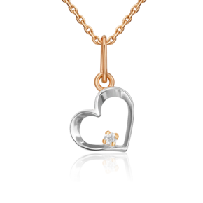 Подвеска «Сердце» из красного золота с фианитом 03-0437-01-401-1110