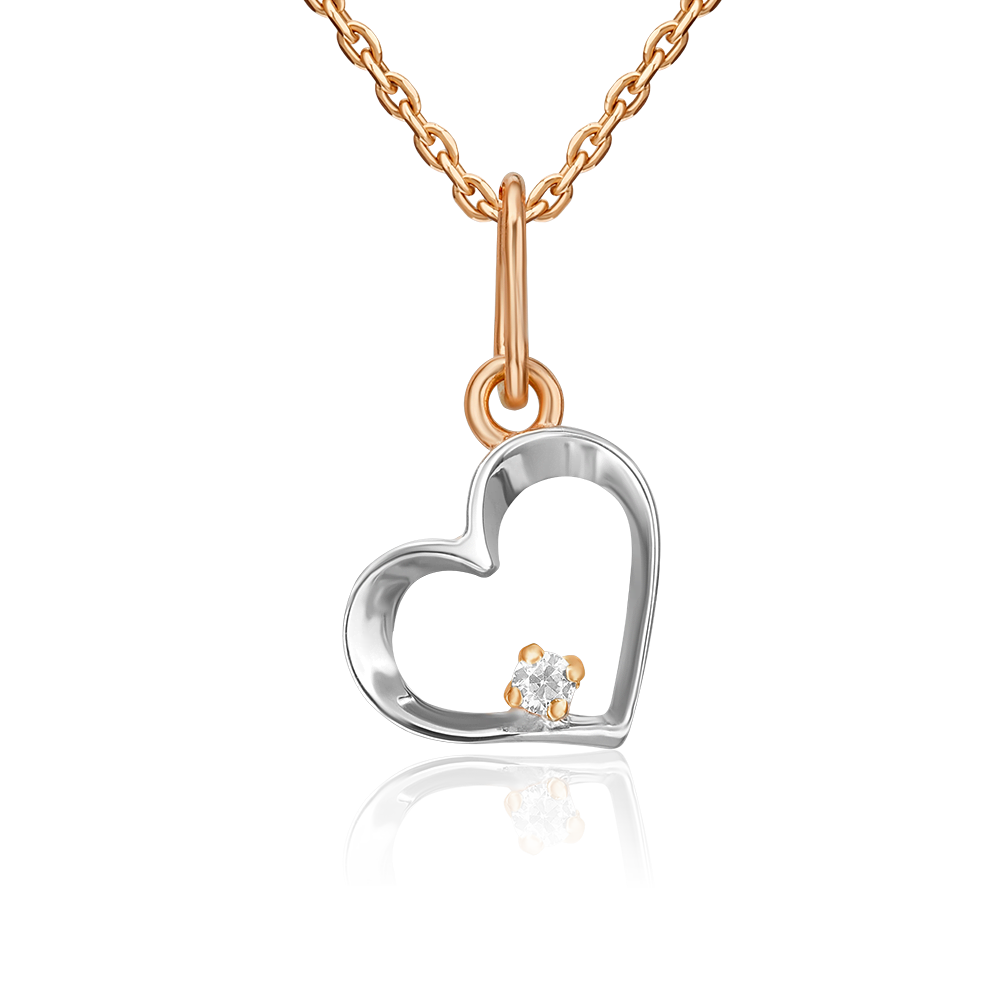 Подвеска «Сердце» из красного золота с фианитом 03-0437-01-401-1110