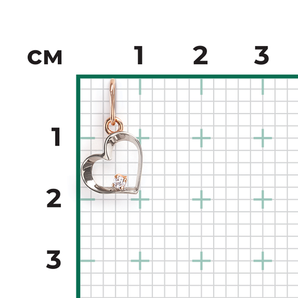 Подвеска «Сердце» из красного золота с фианитом 03-0437-01-401-1110