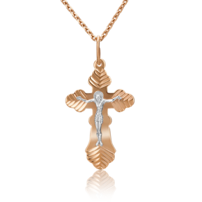 Православный крест из комбинированного золота 03-0456-01-000-1111-01