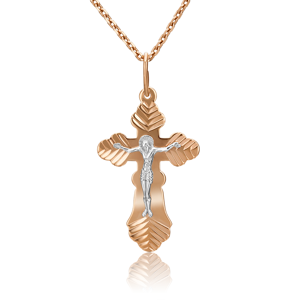 Православный крест из комбинированного золота 03-0456-01-000-1111-01