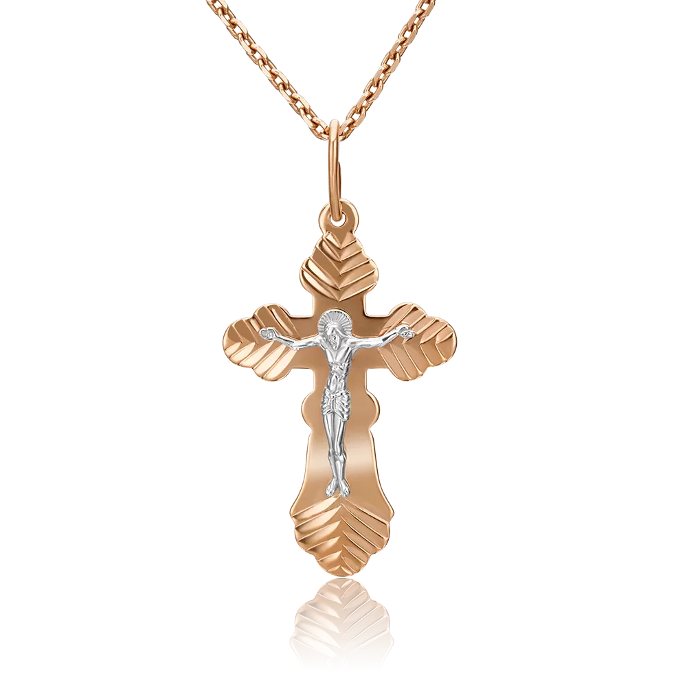 Православный крест из комбинированного золота 03-0456-01-000-1111-01